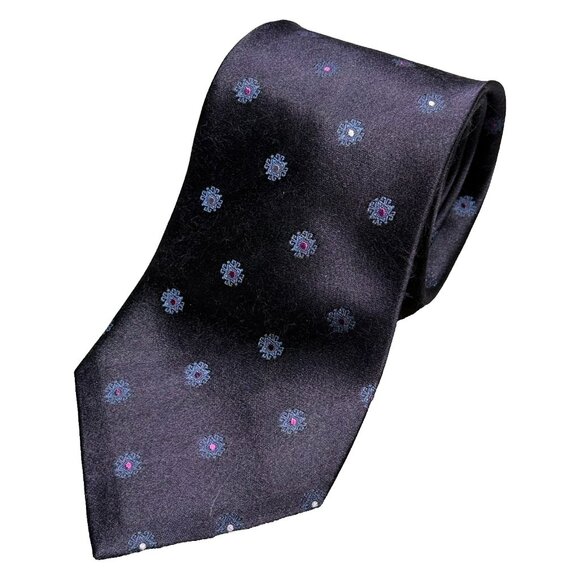 Mulberry Tie 100% Silk Polka Dot Purple Hand Sewn 3.5" - Picture 1 of 6
